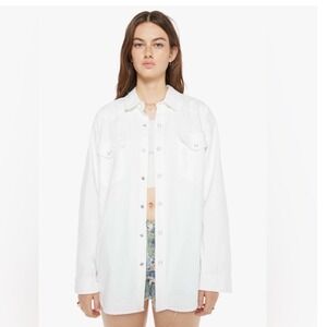 MOTHER The Exes And Ohs White Button Down Shirt in White Noise Size Small